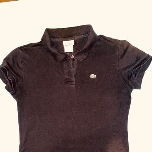 Women’s black Lacoste short sleeve shirt Size M; slightly used